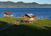 Minahasa traditionele huizen aan het Tondano meer, nabij Tomohon (Sulawesi)  - Indonesië - foto: Canva