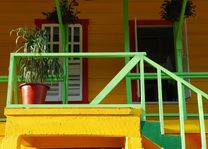Gekleurde huizen van Bocas Town op Bocas del Toro (Isla Colon) - Panama
