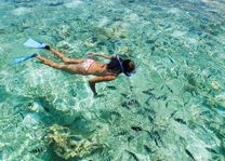 Snorkelende vrouw - Seychellen - foto: Seychelles Tourist Office